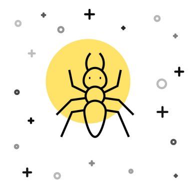 Siyah çizgi karınca simgesi beyaz arkaplanda izole edildi. Rastgele dinamik şekiller. Vektör.