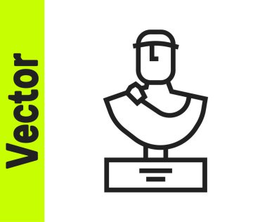 Siyah çizgi Kadim büst heykel simgesi beyaz arka planda izole. Vektör.