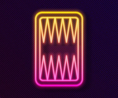 Parlayan neon hattı Tavla tahtası simgesi siyah arkaplanda izole edildi. Vektör.