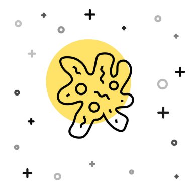 Beyaz arkaplanda siyah çizgi hücre simgesi izole edildi. Rastgele dinamik şekiller. Vektör.