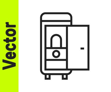 Tren vagonundaki siyah çizgi tuvaleti beyaz arka planda izole edilmiş. Vektör.