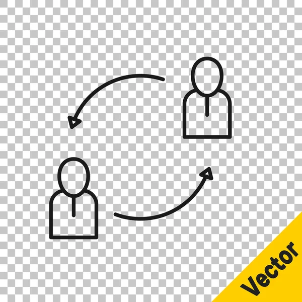 Linha Preta Ícone Recursos Humanos Isolado Fundo Transparente Conceito Gestão — Vetor de Stock