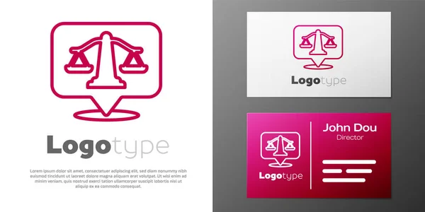 Logotype Line Scales Justice Icon Isolated White Background Court Law — Stock Vector