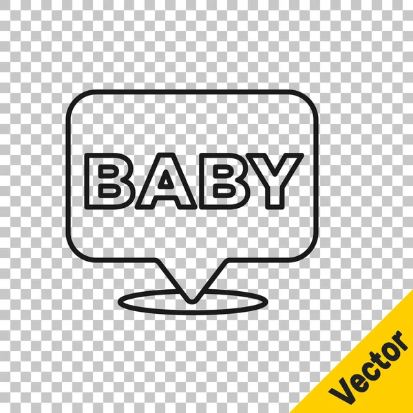Black Line Baby Icon Isolated Transparent Background Vector — Stock Vector