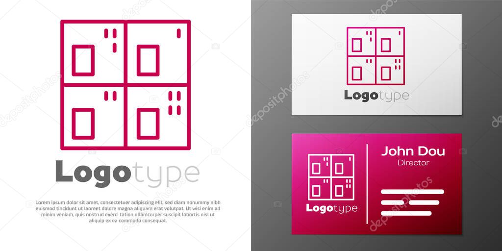 Logotype line Periodic table of the elements icon isolated on white background. Logo design template element. Vector.