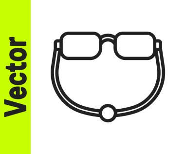 Siyah çizgi Gözlük simgesi beyaz arkaplanda izole edildi. Vektör.