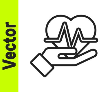 Siyah çizgi kalp atış simgesi beyaz arkaplanda izole edildi. Kalp atışı işareti. Kalp atışı ikonu. Kardiyogram simgesi. Vektör.