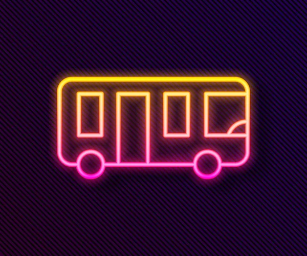 Žhnoucí Neonová Linka Ikona Autobusu Letiště Izolované Černém Pozadí Vektor — Stockový vektor