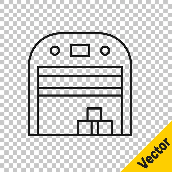 Black Line Aircraft Hangar Symbol Isoliert Auf Transparentem Hintergrund Vektor — Stockvektor