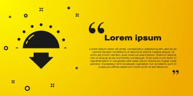 Sarı arkaplanda siyah günbatımı simgesi izole edildi. Vektör.