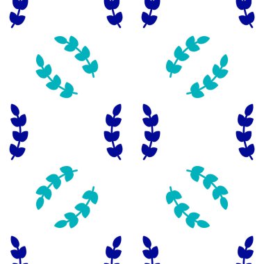 Mavi Laurel çelenk ikonu beyaz arka planda izole edilmiş kusursuz desen. Zafer sembolü. Vektör.