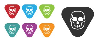 Siyah Gitar Seçme simgesi beyaz arkaplanda izole edildi. Müzik aleti. Simgeleri renklendirin. Vektör.