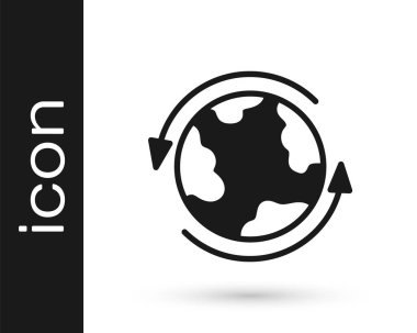 Siyah Dünya ikonu beyaz arkaplanda izole edildi. Yerküreye iğnele. Vektör.