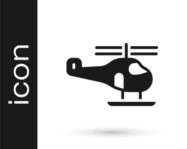 Siyah helikopter hava aracı ikonu beyaz arka planda izole edildi. Vektör.