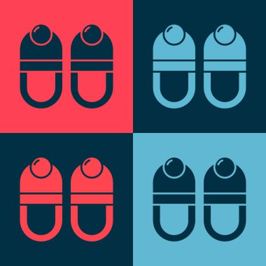 Pop Art Slippers simgesi renk arkaplanında izole edildi. Parmak arası terlik işareti. Vektör.