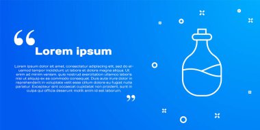 Beyaz çizgi mavi arka planda izole edilmiş eski bir şişe şarap ikonu. Vektör.