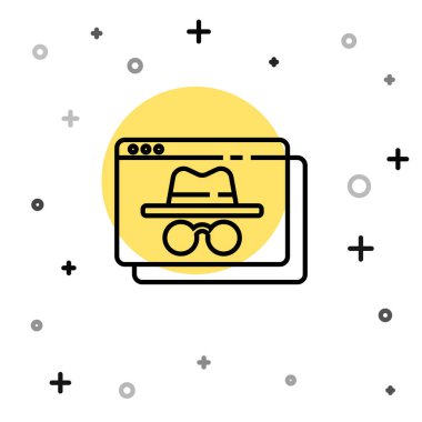 Siyah çizgi Tarayıcı takma isimle pencere simgesi beyaz arkaplanda izole edildi. Rastgele dinamik şekiller. Vektör.