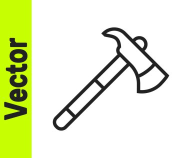 Beyaz arka planda siyah çizgi itfaiye baltası ikonu var. Yangın baltası. Vektör.