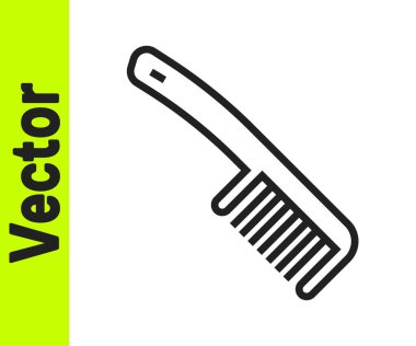 Beyaz arkaplanda siyah çizgi saç fırçası simgesi izole edildi. Taraklı saç işareti. Berber sembolü. Vektör.
