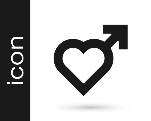 Corazón Negro Con Icono Símbolo Género Masculino Aislado Sobre Fondo — Vector de stock