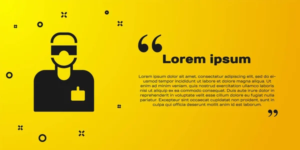 Icône Assistant Laboratoire Noir Isolé Sur Fond Jaune Vecteur — Image vectorielle