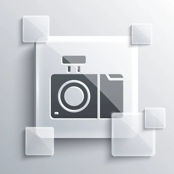 Graues Fotokamera Symbol Isoliert Auf Grauem Hintergrund Ikone Der Fotokamera — Stockvektor