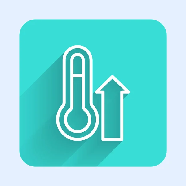 Weiße Linie Meteorologie Thermometer Messsymbol Isoliert Mit Langem Schatten Thermometer — Stockvektor