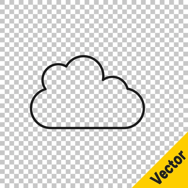 Ligne Noire Icône Cloud Isolé Sur Fond Transparent Vecteur — Image vectorielle