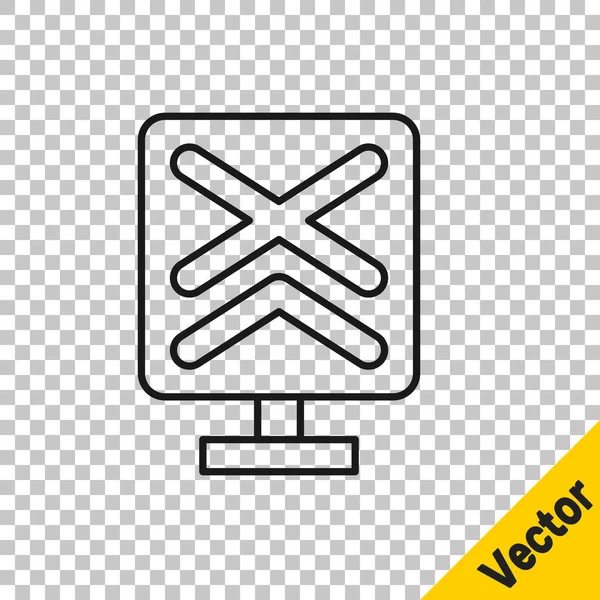 Das Symbol Für Den Bahnübergang Schwarzer Linie Isoliert Auf Transparentem — Stockvektor
