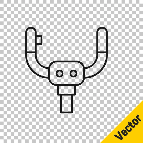 Línea Negra Icono Del Timón Dirección Del Avión Aislado Sobre — Vector de stock