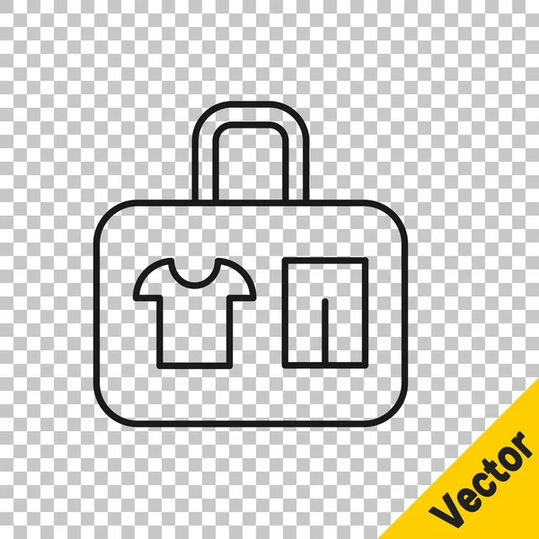 Black Line Suitcase Travel Icon Isoliert Auf Transparentem Hintergrund Reisegepäckzeichen — Stockvektor