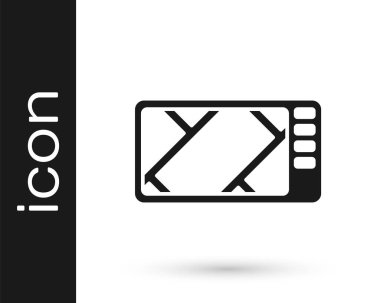 Beyaz arkaplanda harita simgesine sahip gri GPS cihazı var. Vektör İllüstrasyonu.