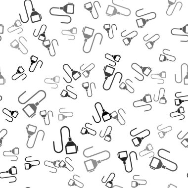 Siyah Telsiz sesli ikonu beyaz arkaplanda kusursuz desen izole etti. Taşınabilir radyo vericisi simgesi. Radyo alıcı-vericisi işareti. Vektör.