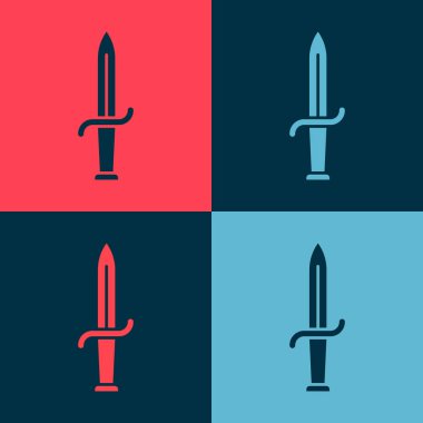 Pop Art Dagger simgesi renk arkaplanında izole edilmiş. Bıçak ikonu. Keskin bıçaklı kılıç. Vektör.
