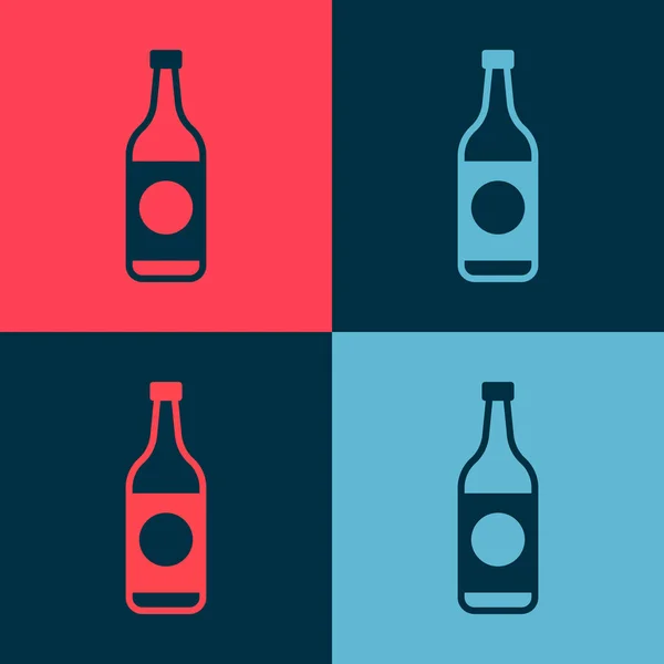 Pop Art Icono Botella Cerveza Aislado Fondo Color Ilustración Vectorial — Vector de stock