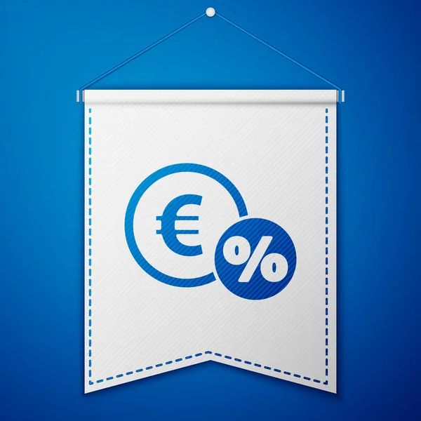 Blue Money Munt Met Procent Pictogram Geïsoleerd Blauwe Achtergrond Cash — Stockvector