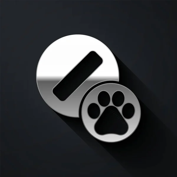 Silver Dog Pille Symbol Isoliert Auf Schwarzem Hintergrund Verschreibungspflichtige Medizin — Stockvektor