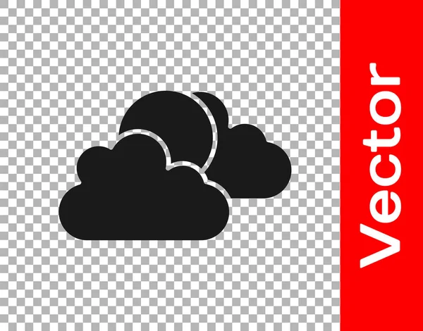 Icono Meteorológico Del Sol Negro Nube Aislado Sobre Fondo Transparente — Vector de stock