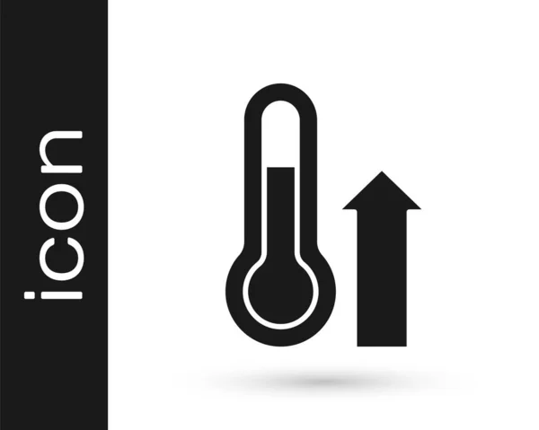 Schwarzes Thermometer Messsymbol Isoliert Auf Weißem Hintergrund Thermometer Die Heißes — Stockvektor