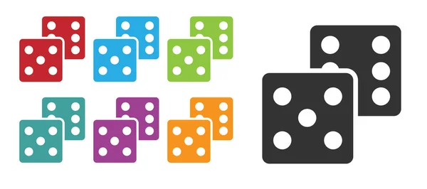 Ícone Dados Black Game Isolado Fundo Branco Jogo Casino Definir —  Vetores de Stock