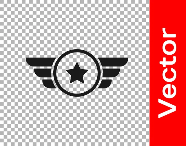 Black Star Amerikansk Militär Ikon Isolerad Transparent Bakgrund Militärbrickor Arméfläckar — Stock vektor