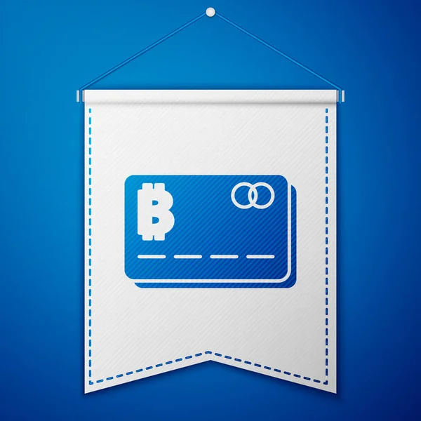 Carta Credito Blu Con Icona Bitcoin Isolato Sfondo Blu Pagamento — Vettoriale Stock