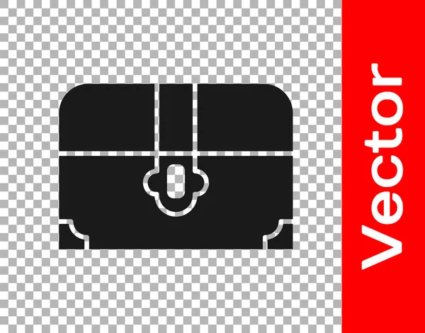 Черный Антикварный Сундук Значок Изолирован Прозрачном Фоне Винтажный Деревянный Сундук — стоковый вектор