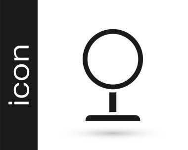 Siyah yuvarlak makyaj aynası ikonu beyaz arkaplanda izole edilmiş. Vektör.