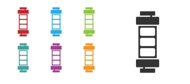 Siyah Batarya şarj seviyesi göstergesi simgesi beyaz arkaplanda izole edildi. Simgeleri renklendirin. Vektör.