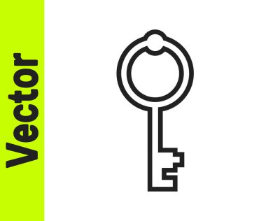 Siyah çizgi Beyaz arkaplanda izole edilmiş eski anahtar simgesi. Vektör.