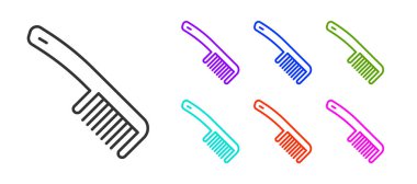 Beyaz arkaplanda siyah çizgi saç fırçası simgesi izole edildi. Taraklı saç işareti. Berber sembolü. Simgeleri renklendirin. Vektör.