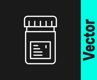 Beyaz çizgi biyolojik olarak aktif katkı simgesi siyah arkaplanda izole edilmiş. Vektör.