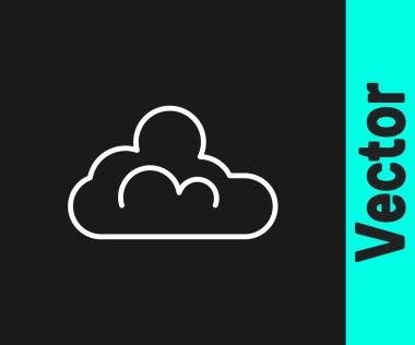 Beyaz çizgi Bulut hava durumu ikonu siyah arkaplanda izole edildi. Vektör.