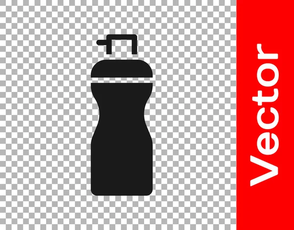 Icono Agitador Fitness Negro Aislado Sobre Fondo Transparente Botella Agitadora — Vector de stock